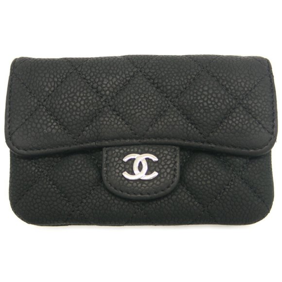 CHANEL Black Caviar Leather Logo Wallet - Picture 1 of 9